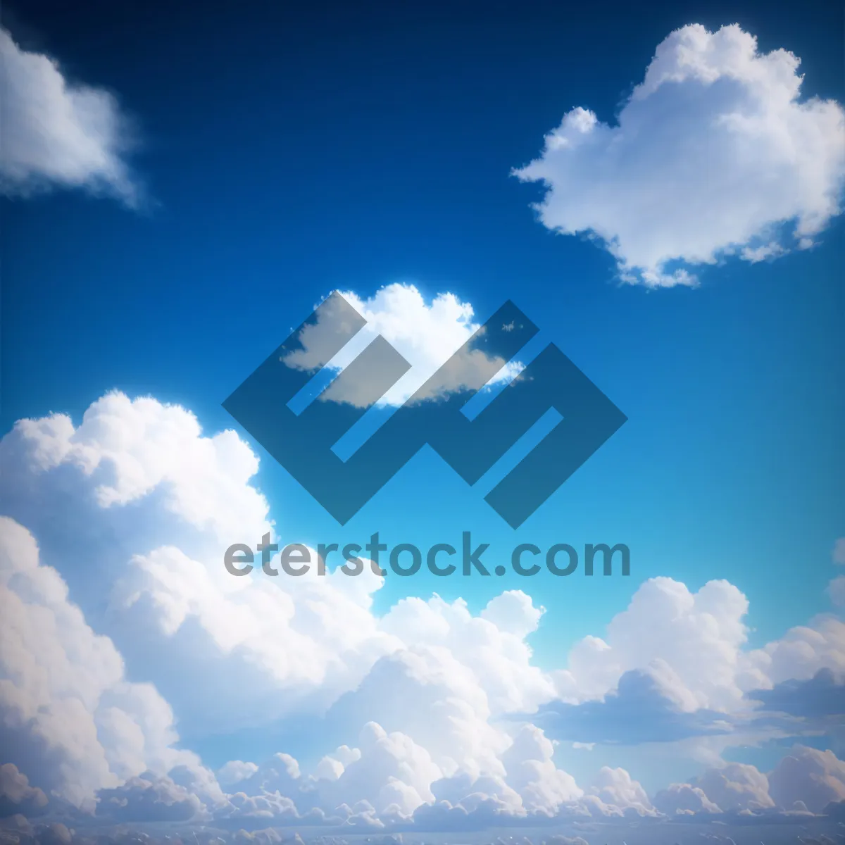 Picture of Overcast summer sky with fluffy cumulus clouds.