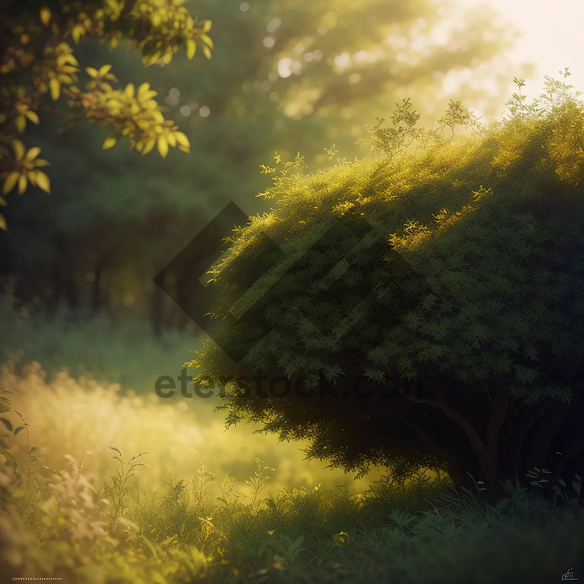 Picture of Golden Autumn Landscape: Vibrant Foliage in Sunlit Meadow