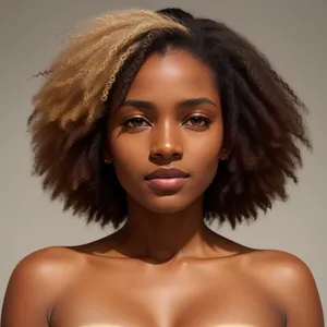 Stunning Afro-Model with Sensual Hairstyle and Vibrant Makeup