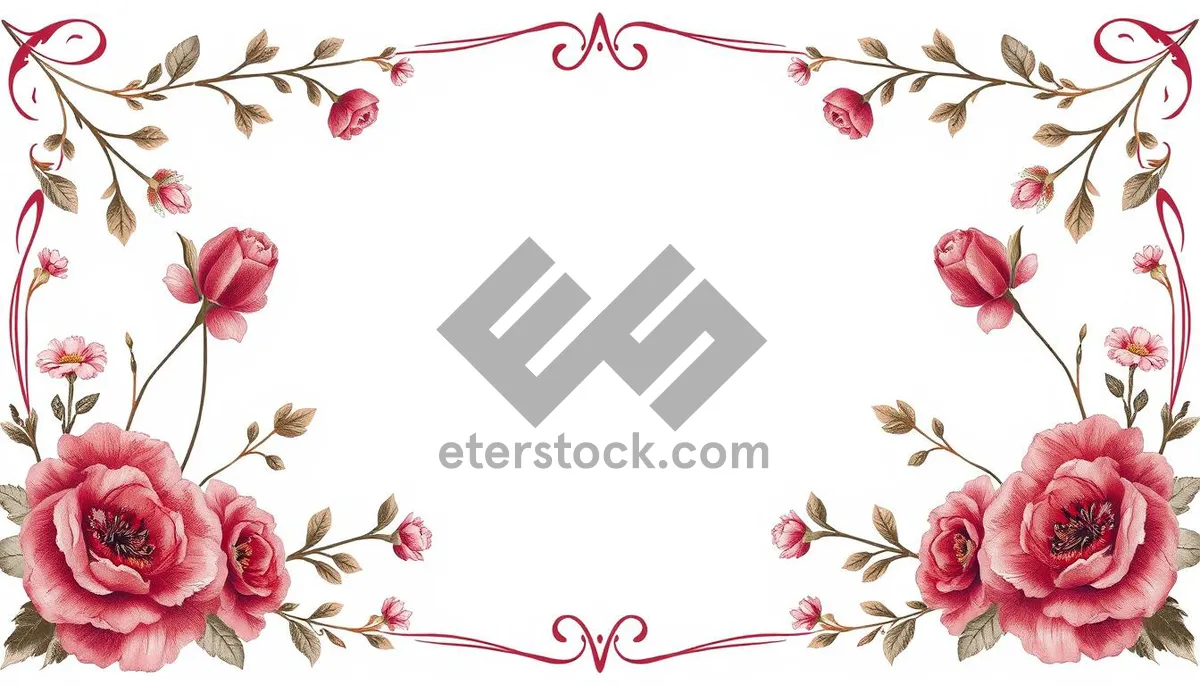 Picture of Floral branch pattern design with retro grunge elements