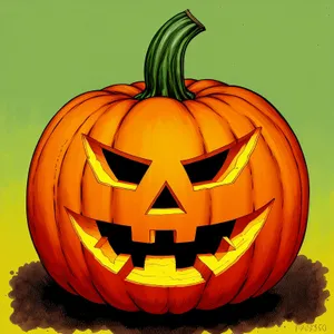 Spooky Harvest: Jack-o'-Lantern with Evil Face