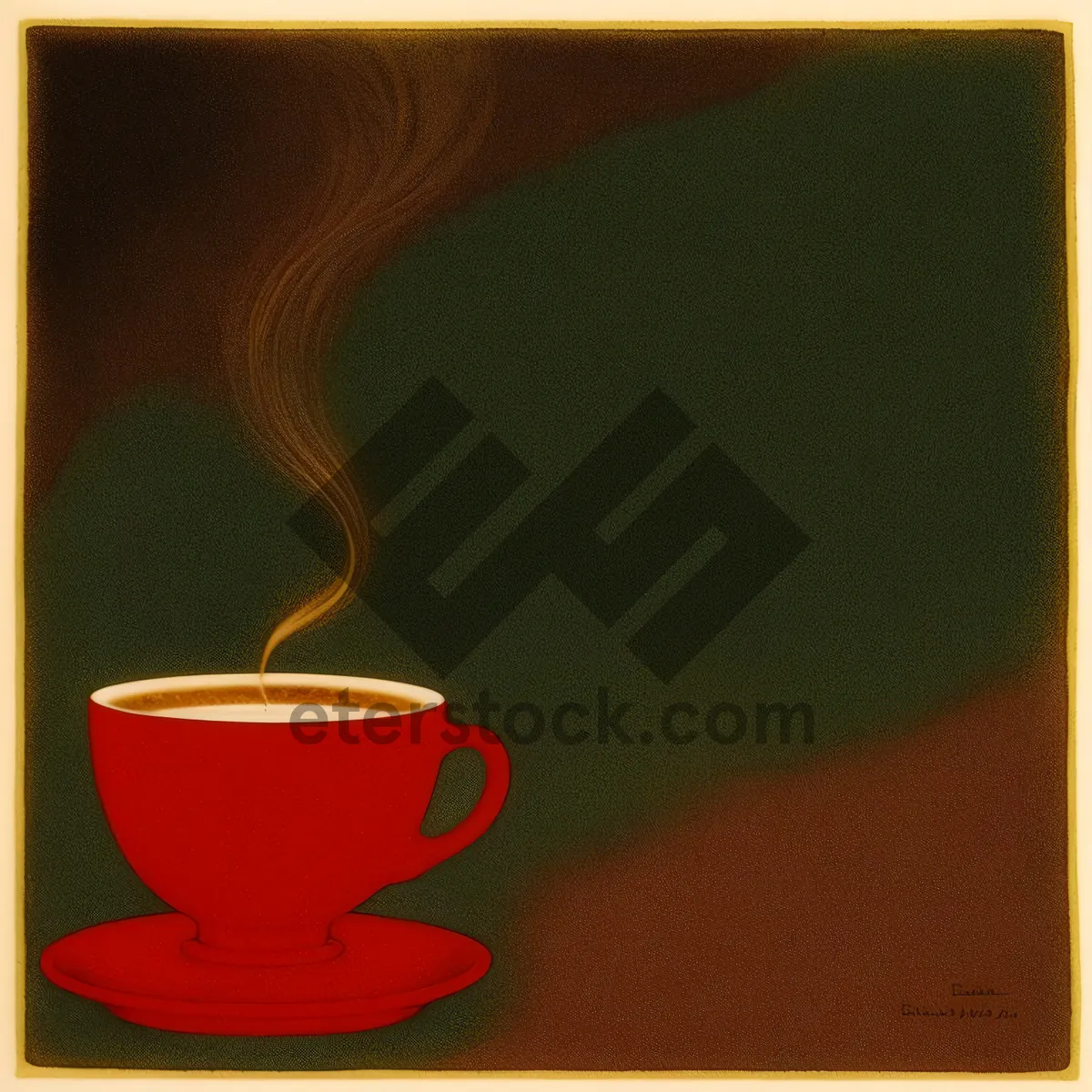 Picture of Steamy Cup of Morning Coffee on Saucer