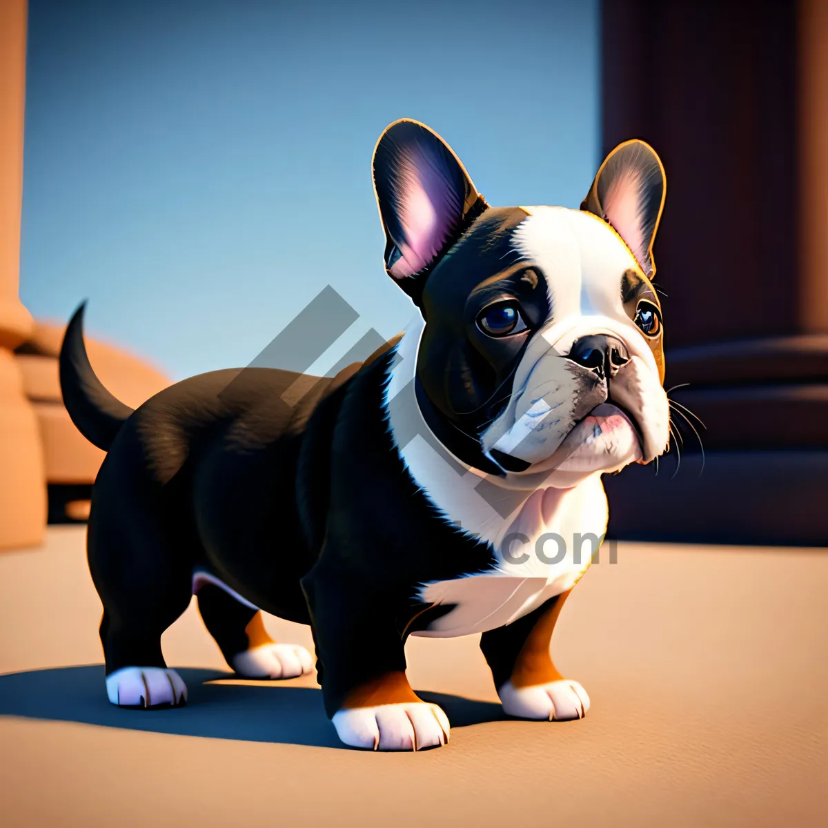Picture of An utterly adorable purebred bulldog puppy with a captivating black and white coat