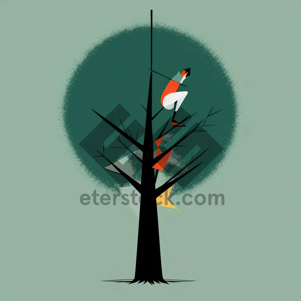 Picture of Silhouette of Weathercock Perched on Branch amidst Trees