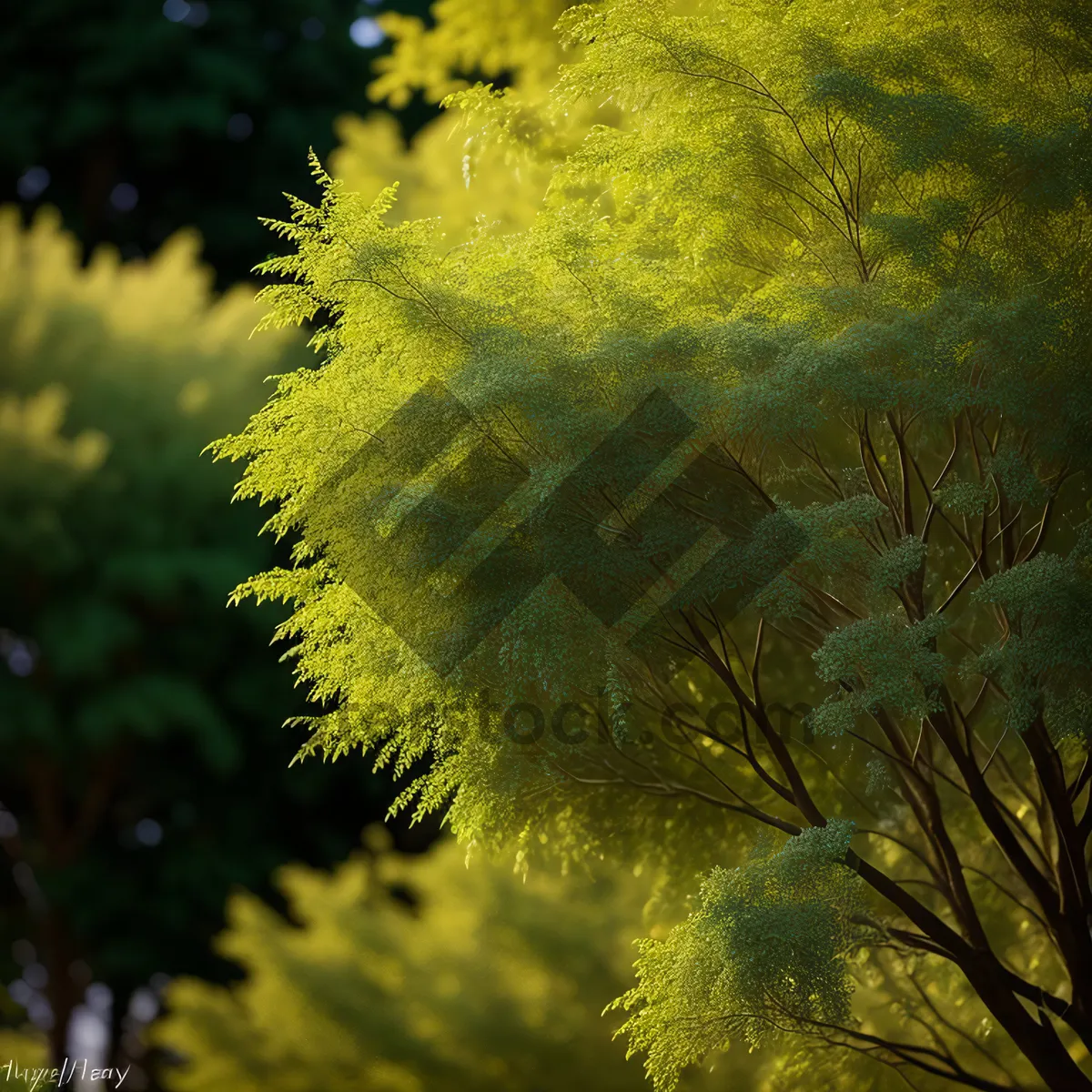 Picture of Vibrant Acacia Tree in Autumn Forest