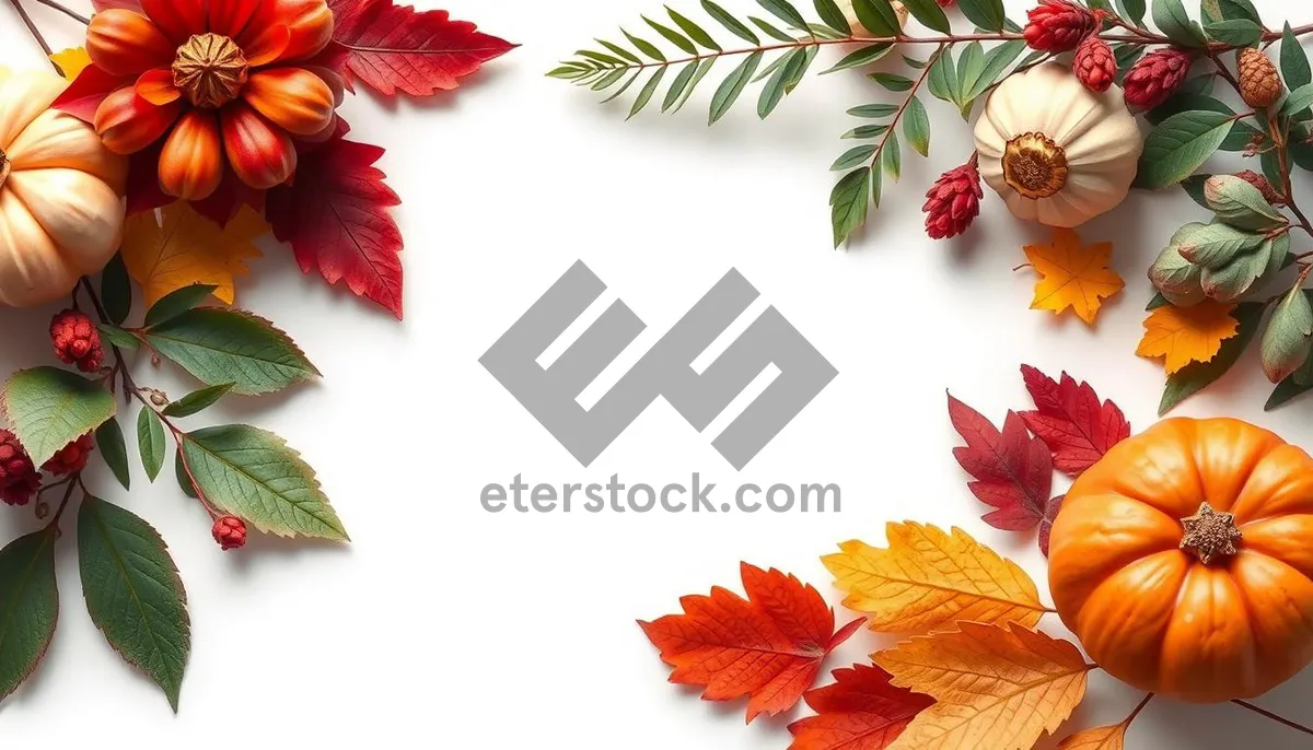 Picture of Colorful Autumn Leaves Decoration, Watercolor