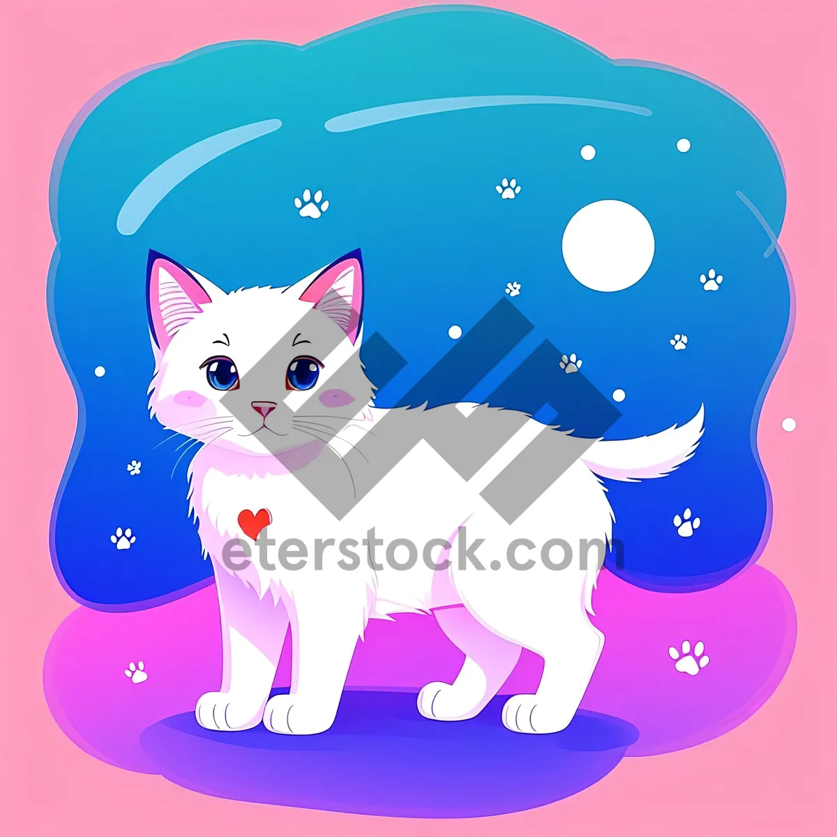 Picture of Adorable Kitty and Bunny Cartoon Clip Art