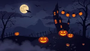 Dark Halloween Night with Pumpkin Squash Design