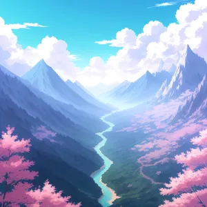 Mountain Majesty: Glacial Skyline Over Vast Canyon