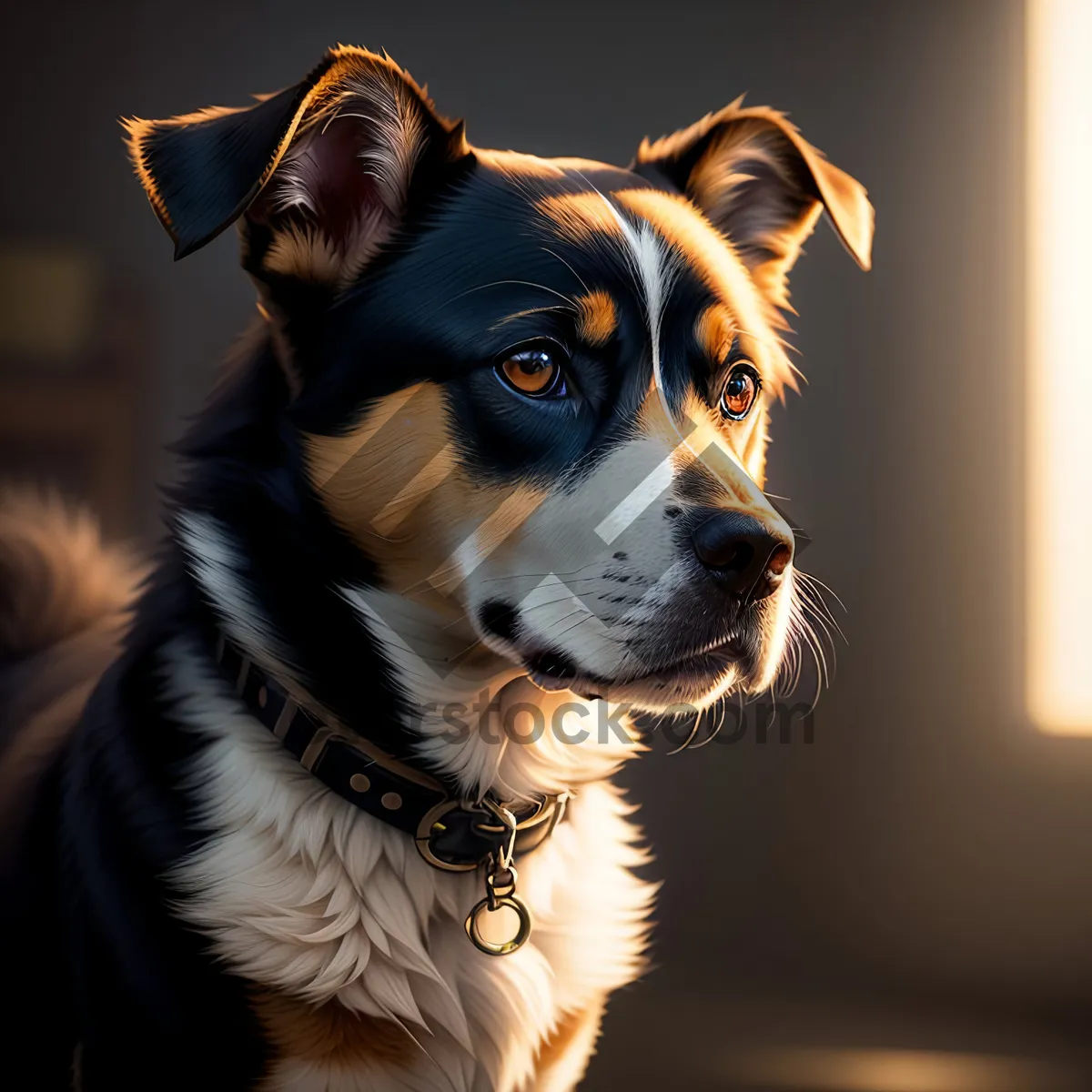 Picture of Adorable Border Collie Puppy Poses for Studio Portrait