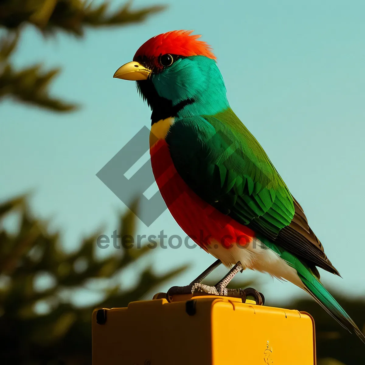 Picture of Vibrant Winged Exotic Macaw Perched on Branch