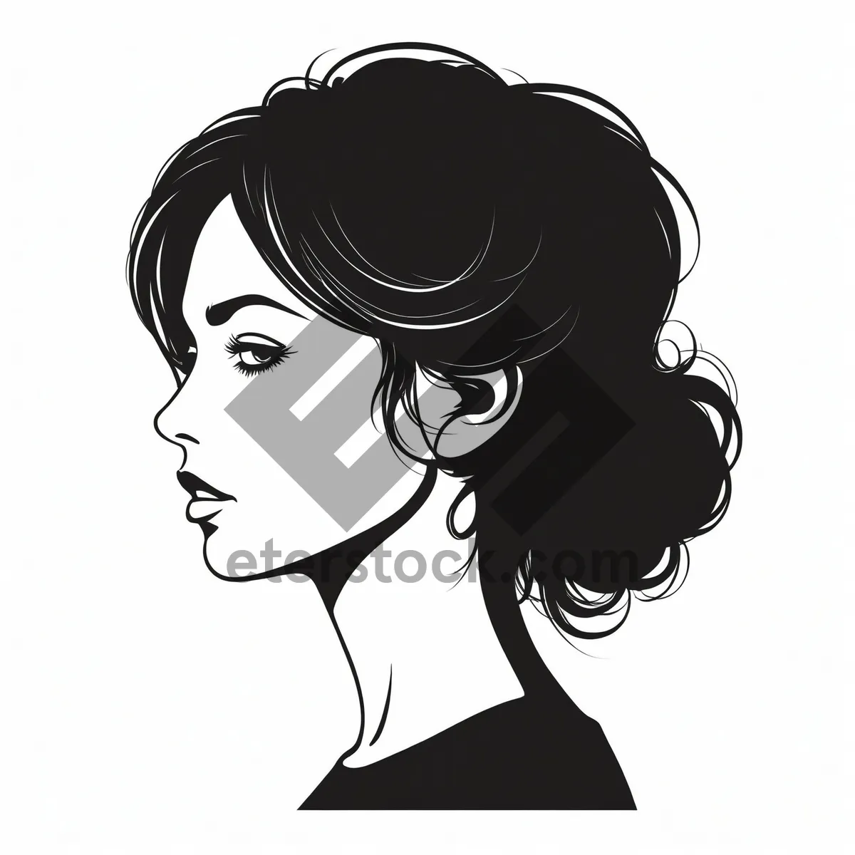 Picture of Black hair fashion cartoon clip art drawing design