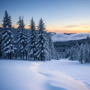 Wintry Wonderland: Majestic Snow-Covered Mountain Landscape