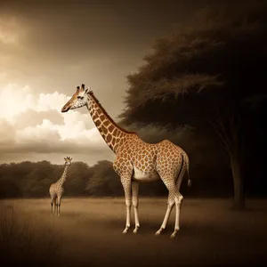 Tall Giraffe in South African Safari Park