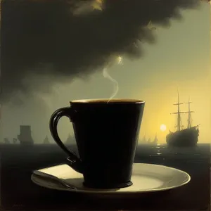 Hot Coffee Mug on Wooden Table