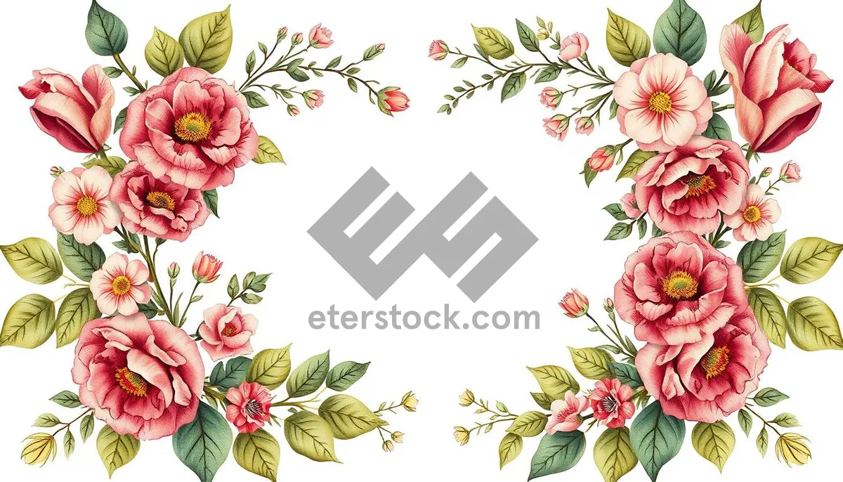 Picture of Floral Grunge Pattern Decoration with Summer Plants