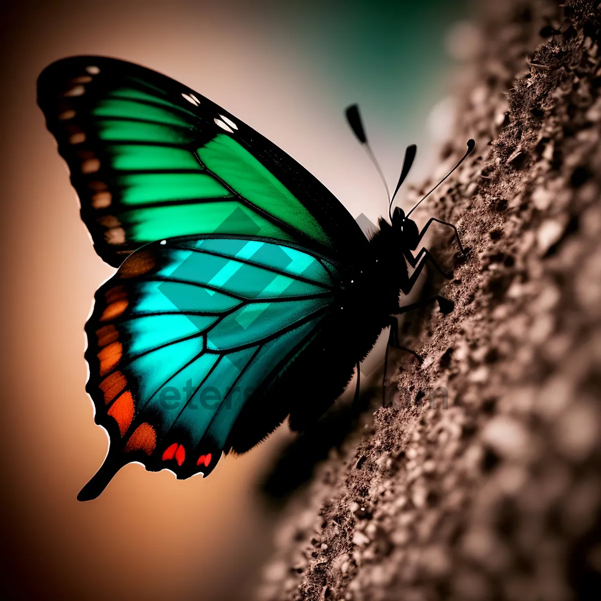 Picture of Colorful Monarch Butterfly Resting on Flower Petals