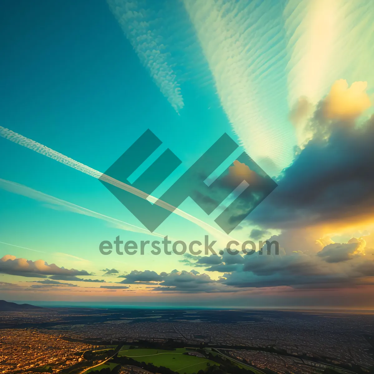 Picture of Vibrant Sunset Over Coastal Landscape