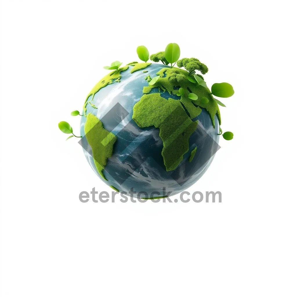 Picture of Earth symbol design with globe, plant and leaf