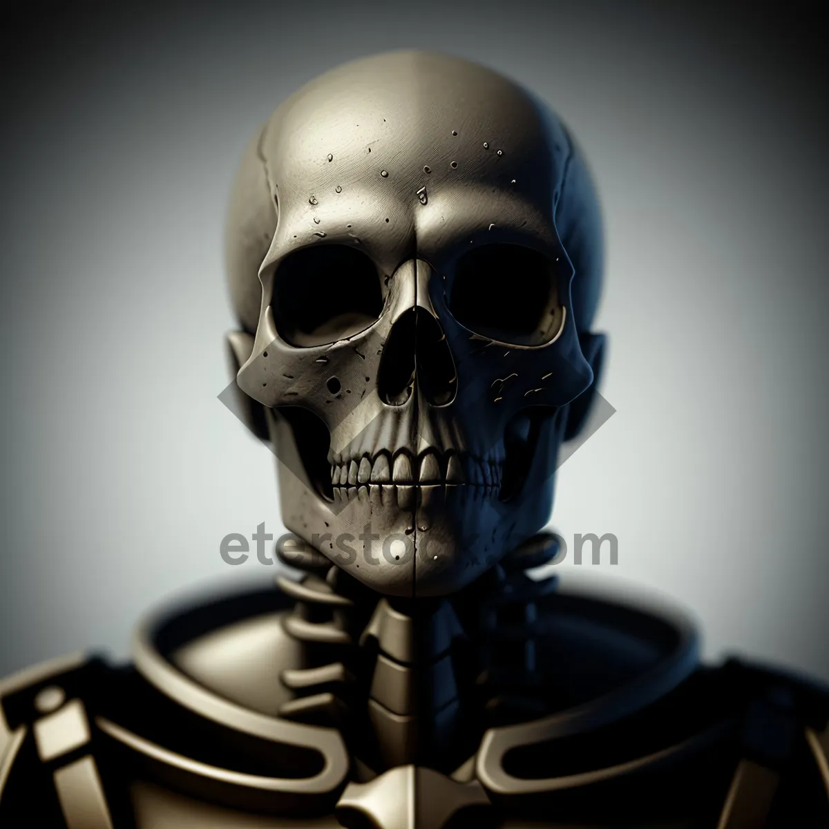 Picture of Military Gas Mask Sculpture: Terrifying Skeleton in Protective Covering