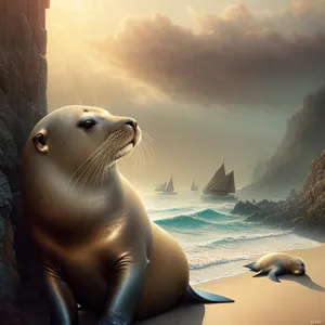 Arctic Marine Wildlife on Sand: Sea Lion