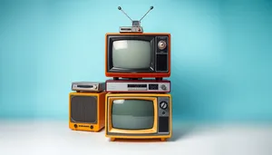 3D retro television broadcasting icon