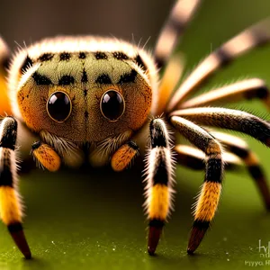 Detailed close-up of a hairy barn spider