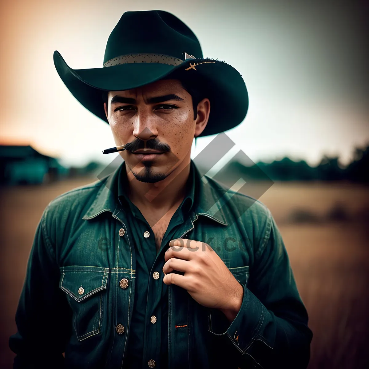 Picture of Happy Cowboy Guy with Stylish Hat