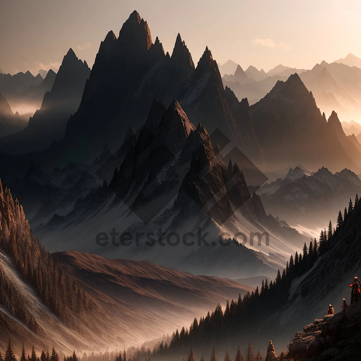 Picture of Snow-capped Peak Surrounded by Majestic Alpine Landscape
