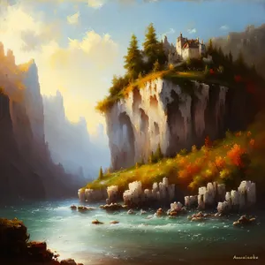 Serenity at Sunset: Majestic Coastal Cliff and Ocean View