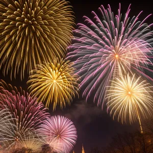 Night Sky Fireworks Display: Celebrating with Explosive Brilliance