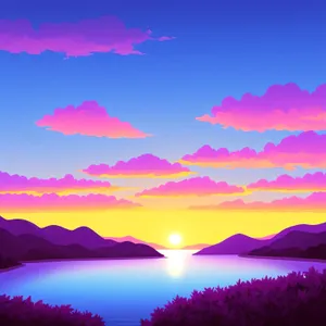 Vibrant Sunset over Serene Savanna