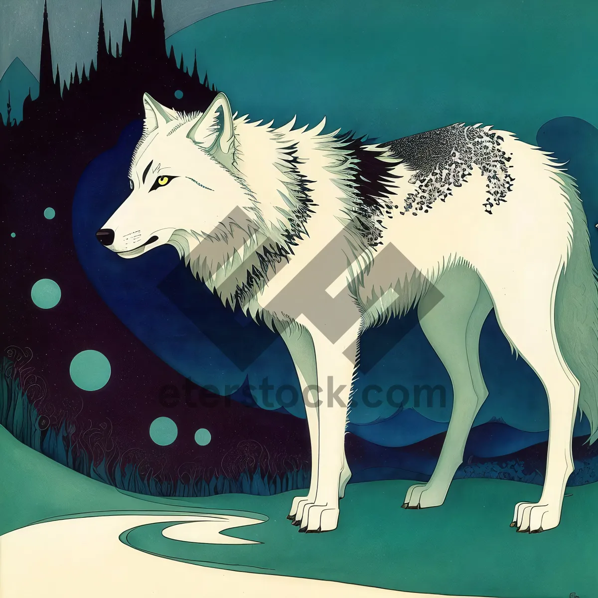 Picture of Fluffy Snow White Wolf Portrait