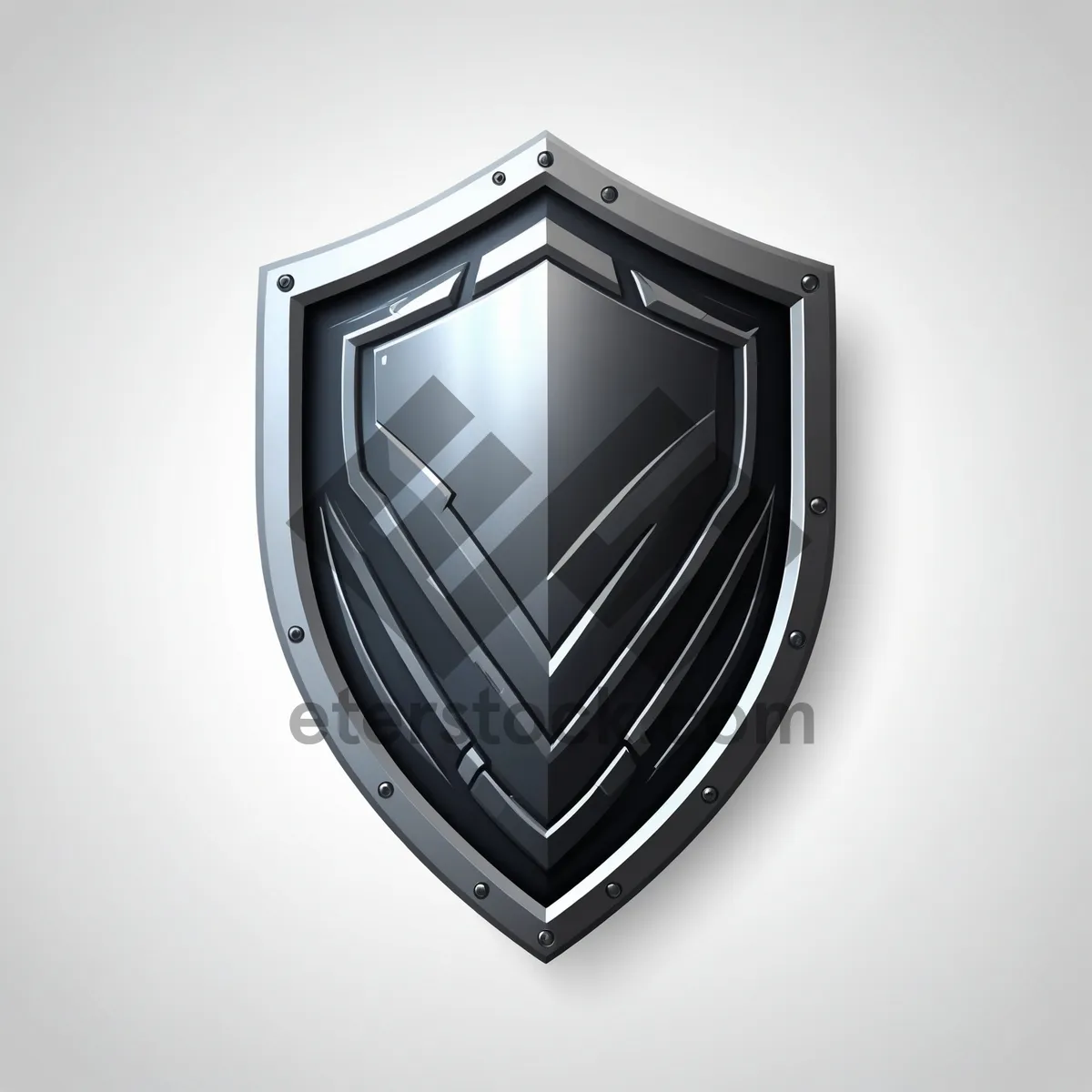 Picture of Shiny metal shield emblem with heart symbol icon