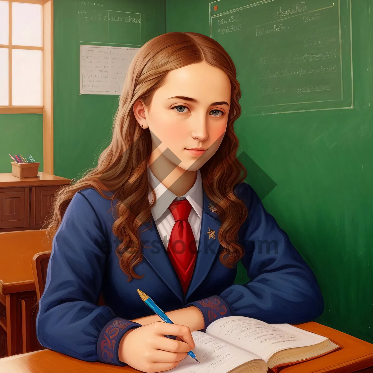 Picture of Smiling Businesswoman Working on Laptop at Office