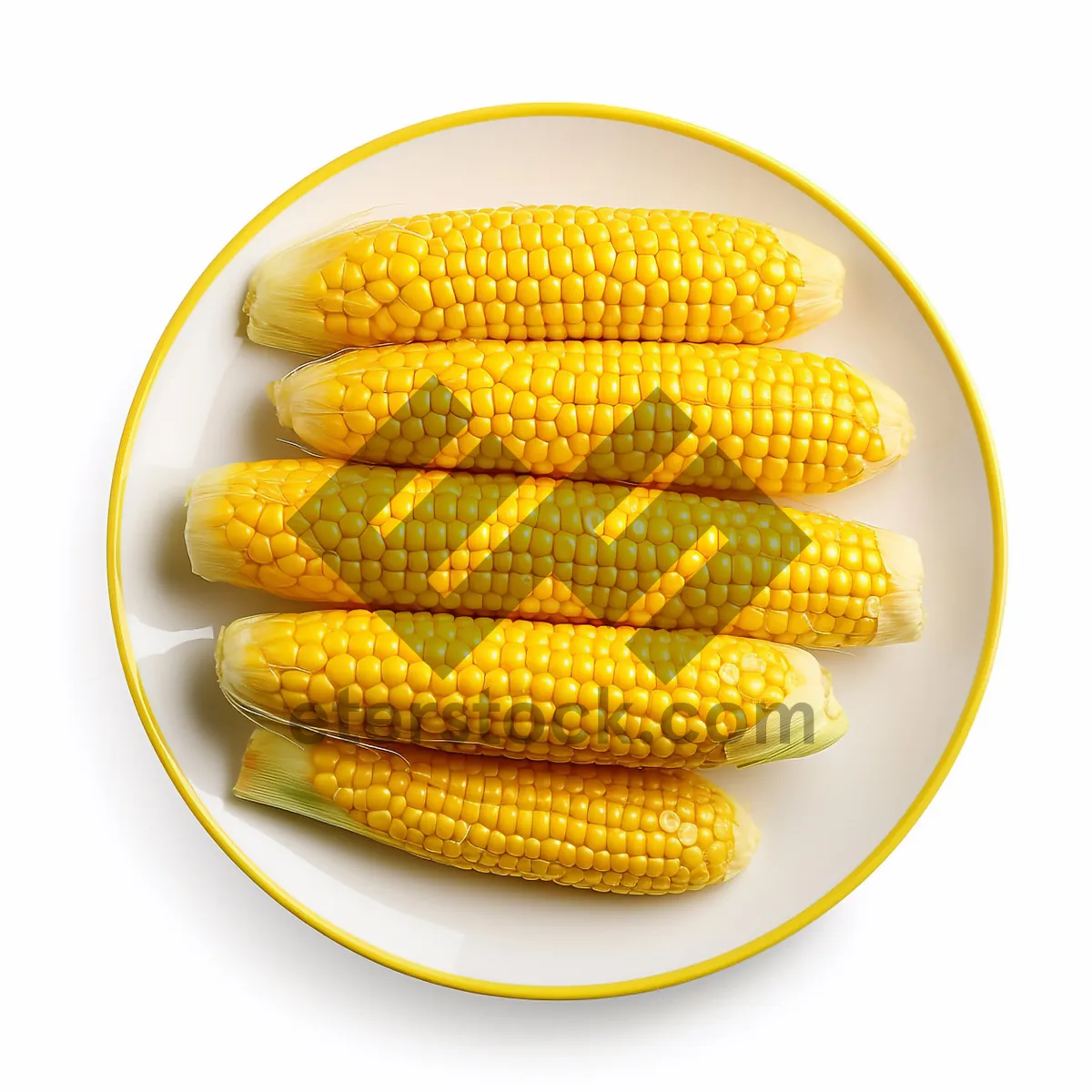 Picture of Fresh Sweet Corn Cob Close-up Eating Healthy Snack