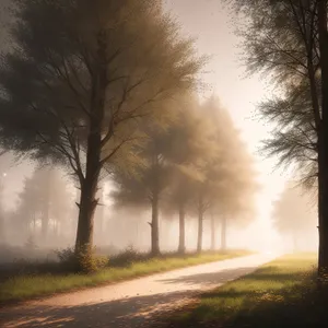 Serene Sunrise Over Majestic Forest