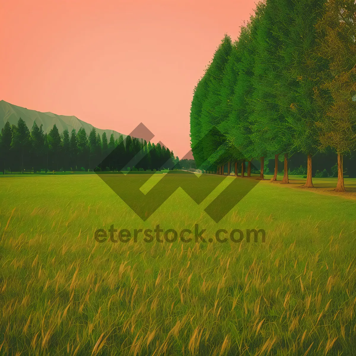 Picture of Golden Harvest: Tranquil countryside under a sunny sky