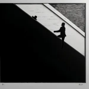 Silhouetted Man Facing Barrier Under Sky