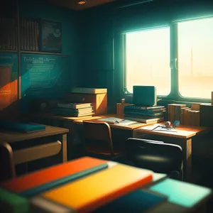 Modern Luxury Office Interior with Wood Furniture and Sofa