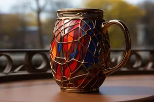 Hot coffee in a glass container mug.