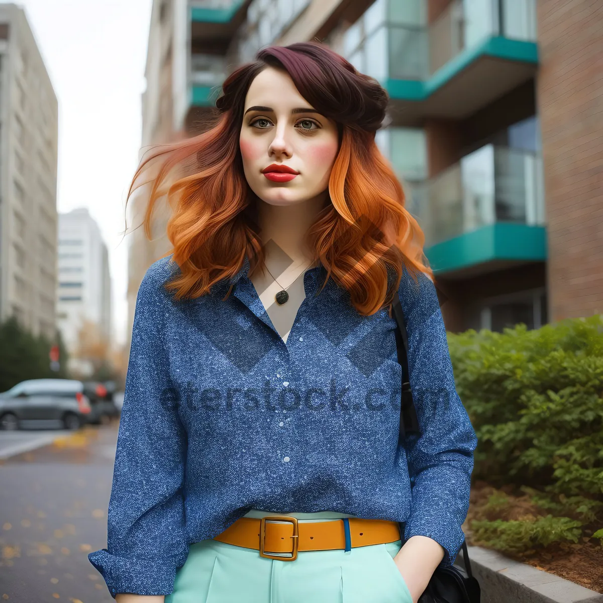 Picture of Attractive brunette businesswoman smiling wearing sunglasses portrait.