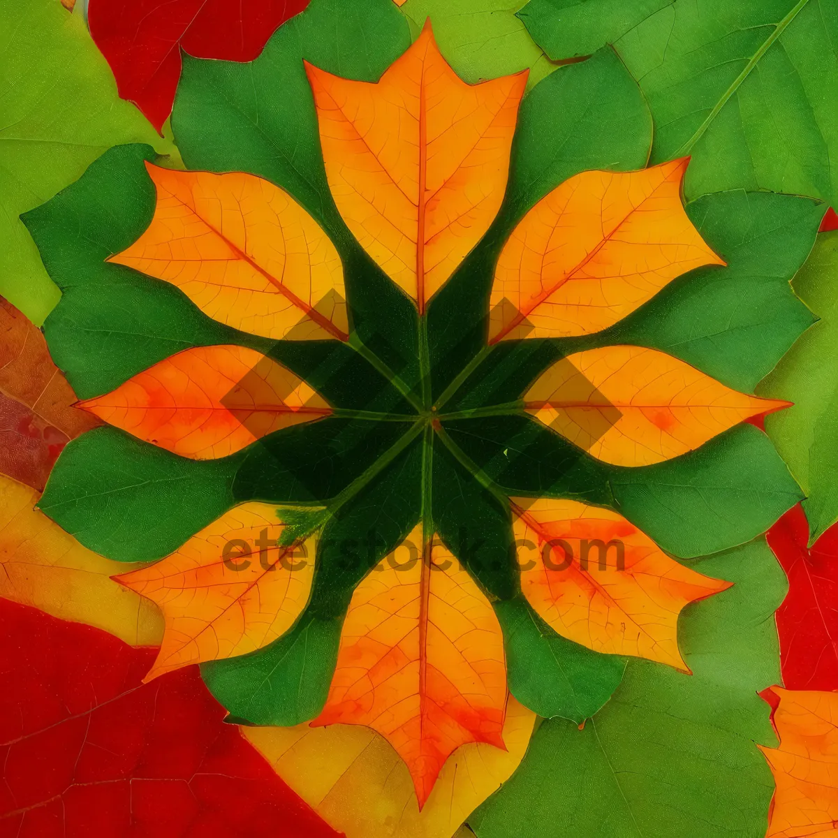 Picture of Floral Maple Leaf Design - Decorative Art Backdrop