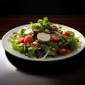 Healthy Gourmet Salad with Fresh Vegetables and Cheese