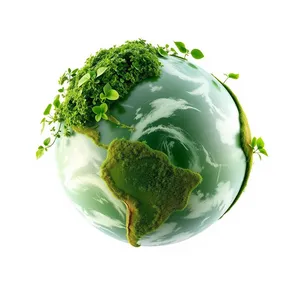 Global Ecology Symbol with Green Leaf Earth