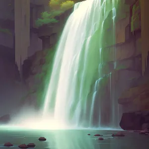 Serene Waterfall Cascading Through Enchanting Forest