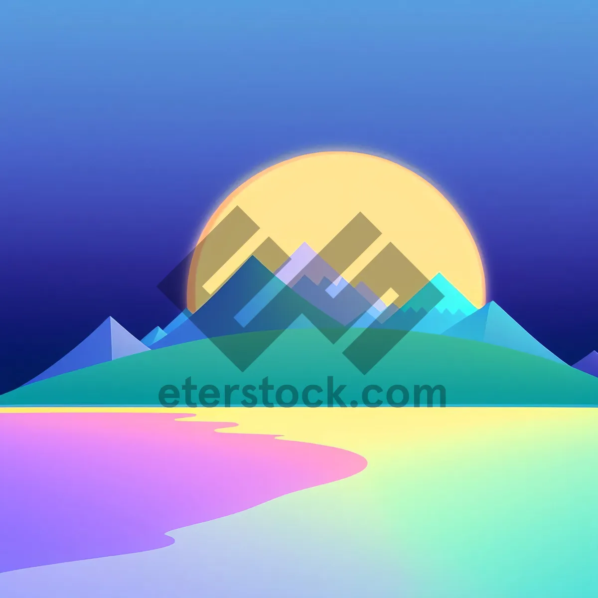 Picture of Graphic Wave Symbol with Moon Pyramid Design