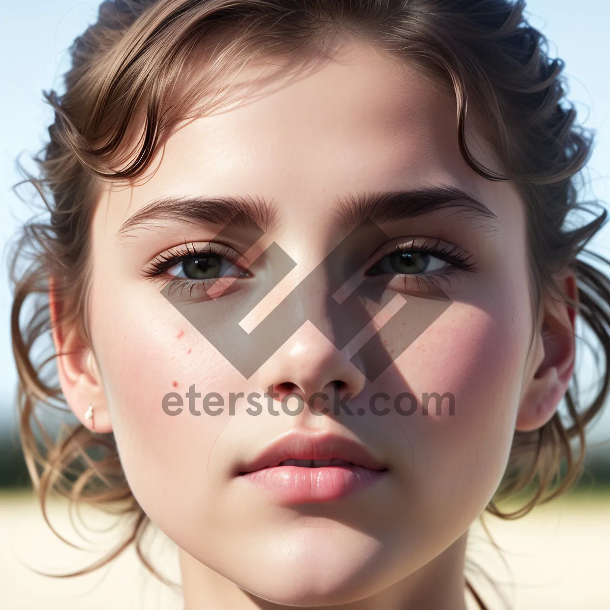 Picture of Smiling Brunette Model with Attractive Eyes