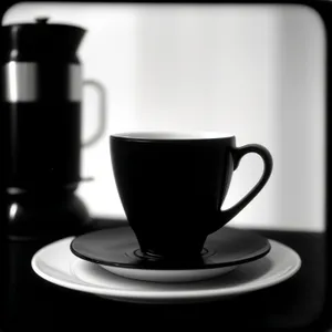 Steamy Morning Espresso in Black Cup with Spoon