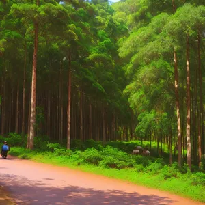 Serene Summer Path through Wooded Forest